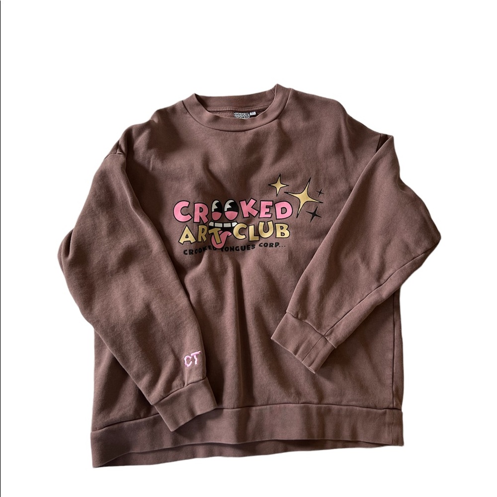 Crooked Tongues Brown Crewneck sweatshirt